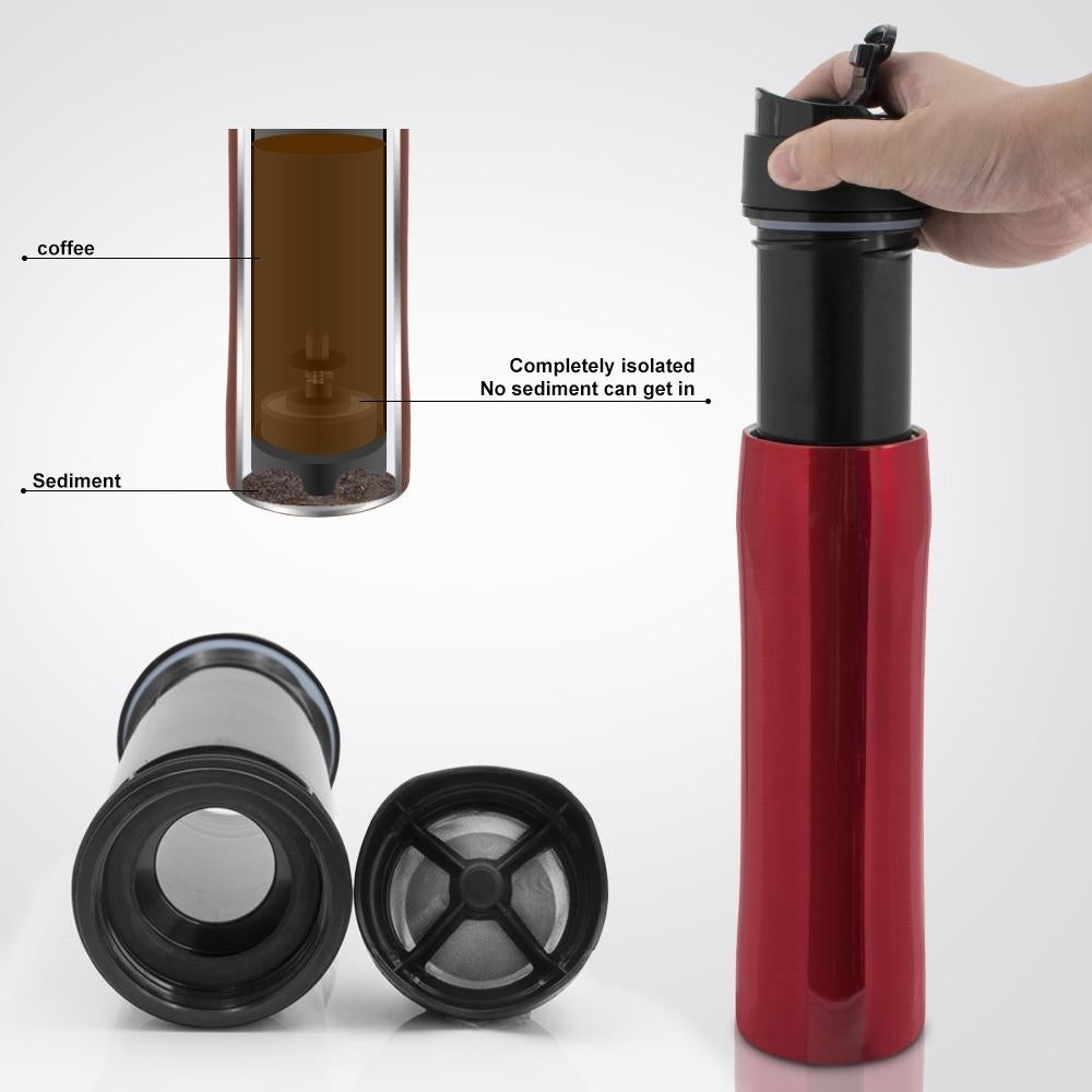 350ML French Press Stianless Steel Portable Coffee Maker Tarvel With Plunger Filter Double Wall Vacuum Mug Pot Image 3