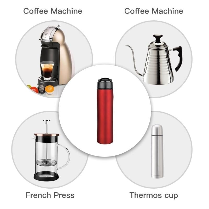 350ML French Press Stianless Steel Portable Coffee Maker Tarvel With Plunger Filter Double Wall Vacuum Mug Pot Image 8