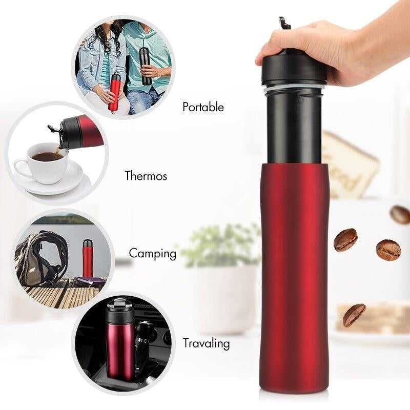 350ML French Press Stianless Steel Portable Coffee Maker Tarvel With Plunger Filter Double Wall Vacuum Mug Pot Image 9