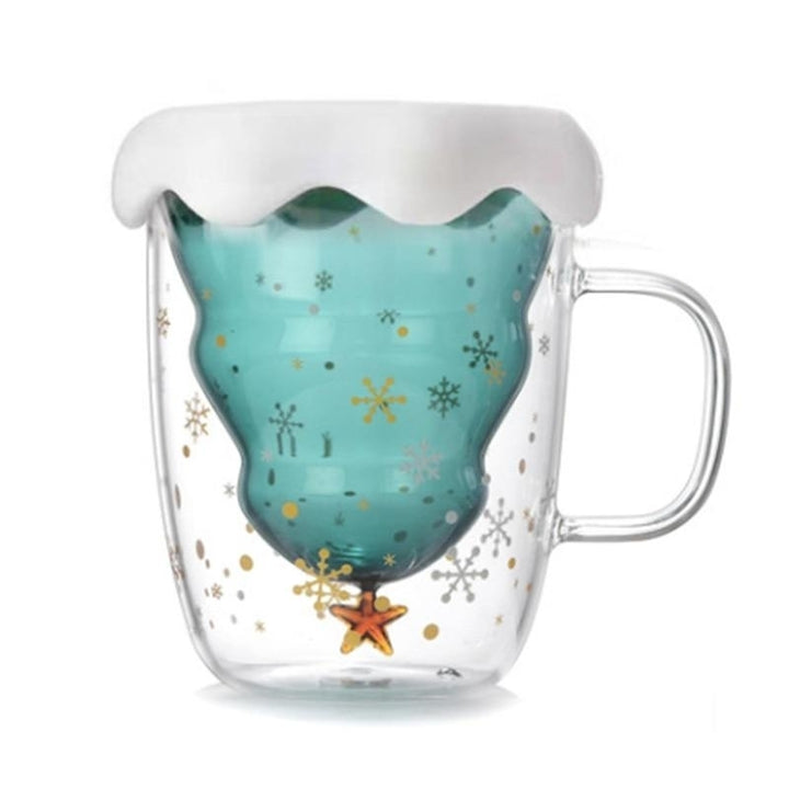 Creative 3D Transparent Double Anti-Scalding Glass Christmas Tree Star Coffee Milk Juice Cup Image 1