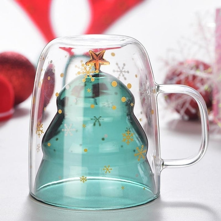 Creative 3D Transparent Double Anti-Scalding Glass Christmas Tree Star Coffee Milk Juice Cup Image 5