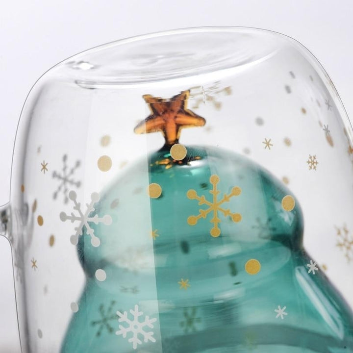 Creative 3D Transparent Double Anti-Scalding Glass Christmas Tree Star Coffee Milk Juice Cup Image 6