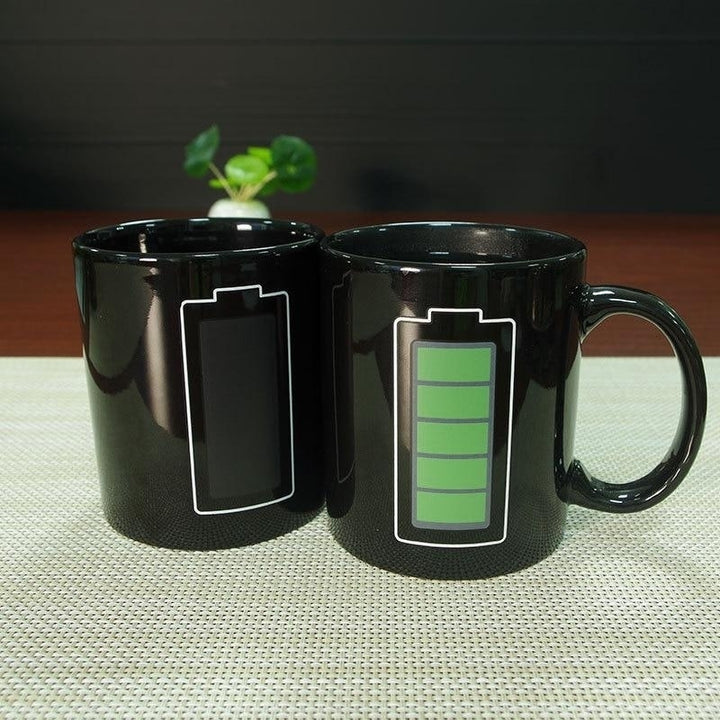 Creative Battery Magic Mug Positive Energy Color Changing Cup Ceramic Discoloration Coffee Tea Milk Mugs Novelty Image 3