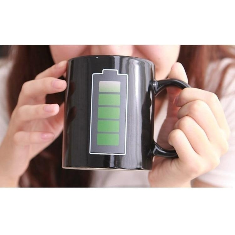 Creative Battery Magic Mug Positive Energy Color Changing Cup Ceramic Discoloration Coffee Tea Milk Mugs Novelty Image 4