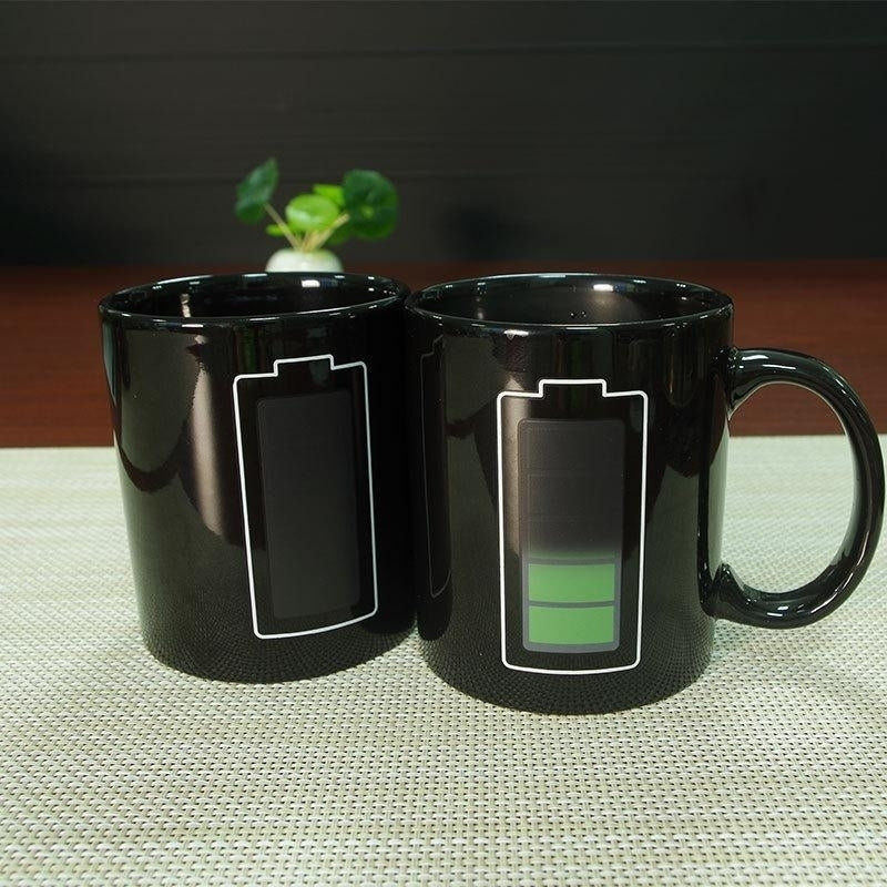 Creative Battery Magic Mug Positive Energy Color Changing Cup Ceramic Discoloration Coffee Tea Milk Mugs Novelty Image 6