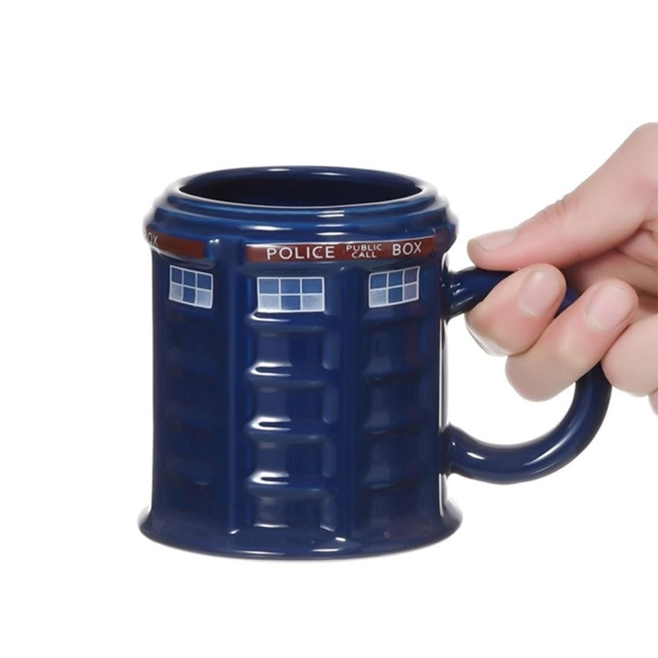 Doctor Who Tardis Police Box Ceramic Mug Cup With Lid Cover For Tea Coffee Funny Creative Presents Kids Men Image 2