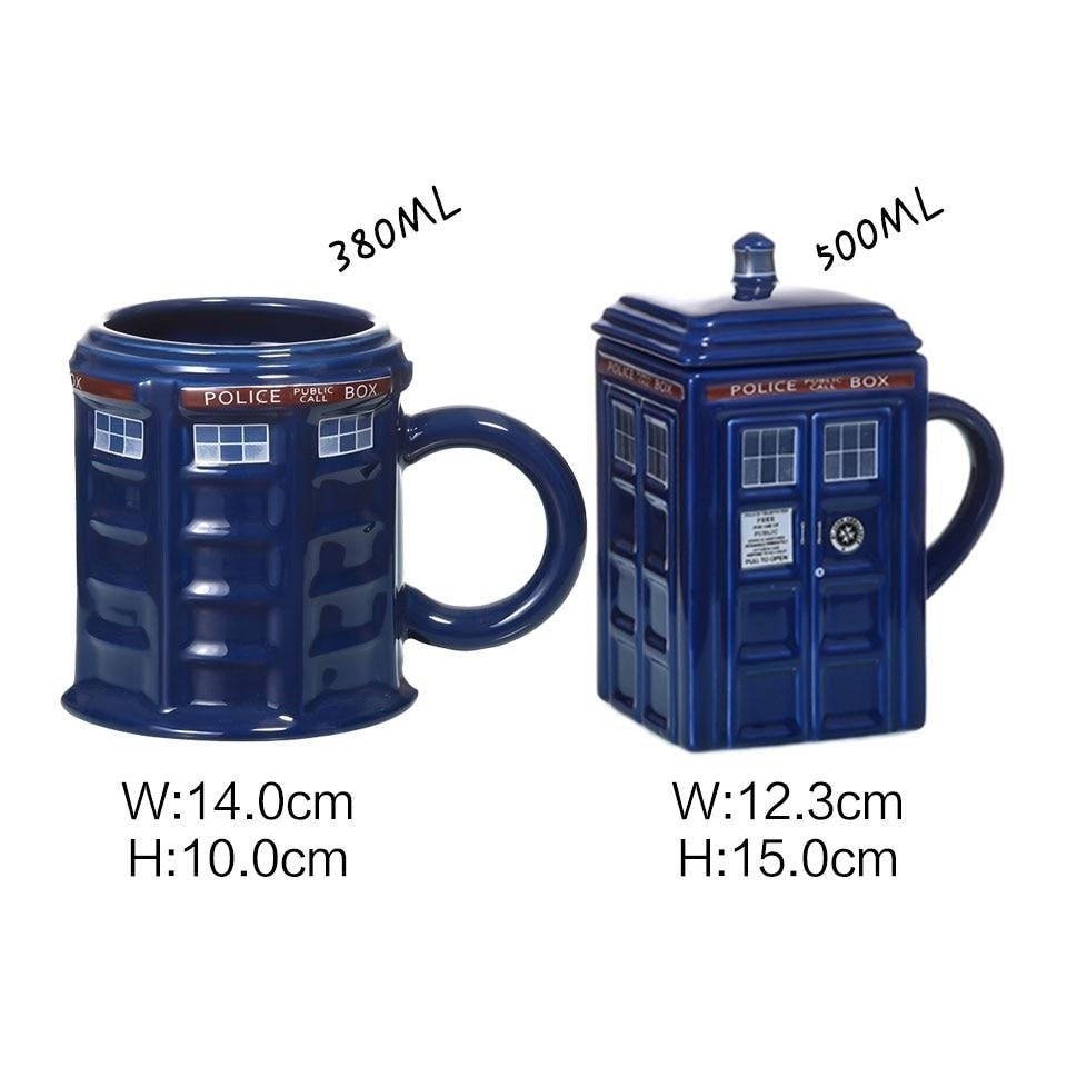 Doctor Who Tardis Police Box Ceramic Mug Cup With Lid Cover For Tea Coffee Funny Creative Presents Kids Men Image 3