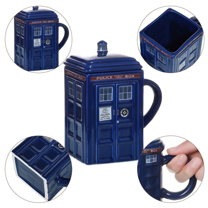 Doctor Who Tardis Police Box Ceramic Mug Cup With Lid Cover For Tea Coffee Funny Creative Presents Kids Men Image 4