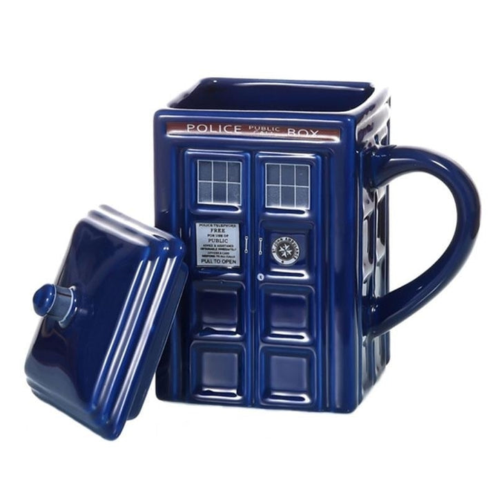 Doctor Who Tardis Police Box Ceramic Mug Cup With Lid Cover For Tea Coffee Funny Creative Presents Kids Men Image 12