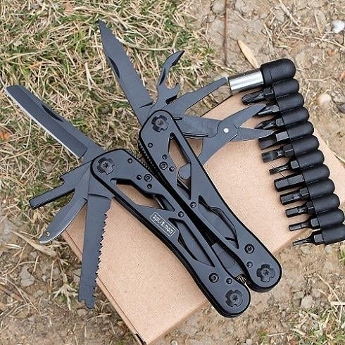 Multi Tools Folding Plier Fishing Camping Outdoor Survival EDC Gear Pocket Knife Scissors Screwdriver Bits Image 8