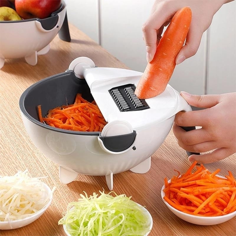 Magic Multi-functional Rotate Vegetable Cutter With Drain Basket Kitchen Veggie Fruit Shredder Grater Slicer Image 1