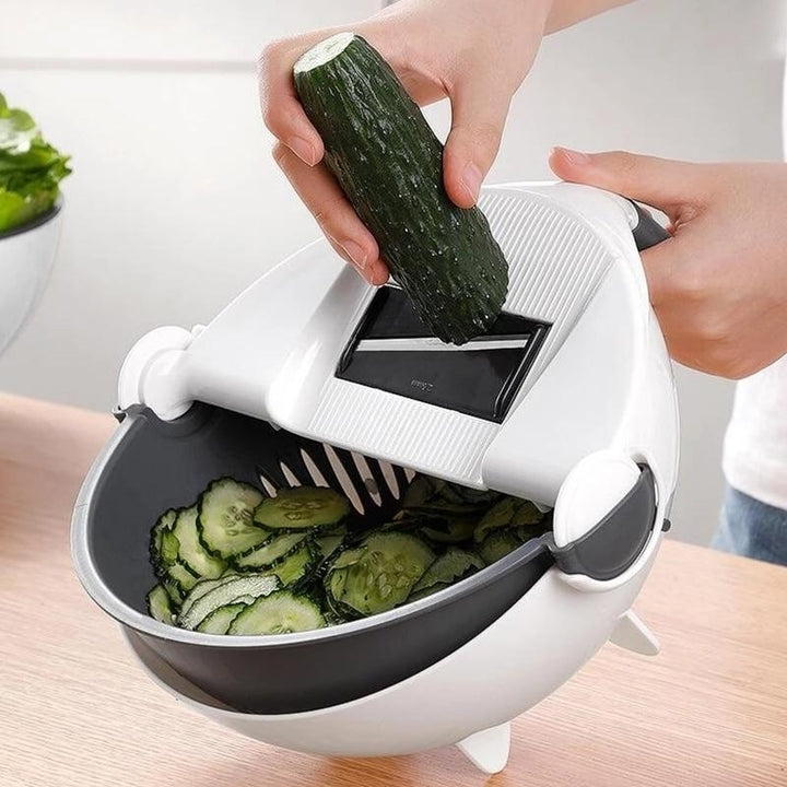 Magic Multi-functional Rotate Vegetable Cutter With Drain Basket Kitchen Veggie Fruit Shredder Grater Slicer Image 4