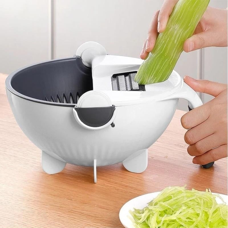 Magic Multi-functional Rotate Vegetable Cutter With Drain Basket Kitchen Veggie Fruit Shredder Grater Slicer Image 5