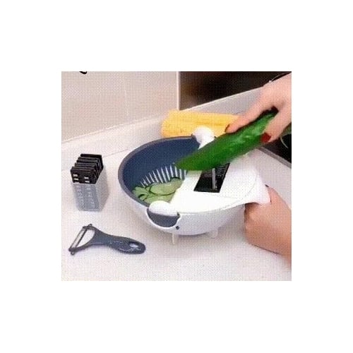 Magic Multi-functional Rotate Vegetable Cutter With Drain Basket Kitchen Veggie Fruit Shredder Grater Slicer Image 6