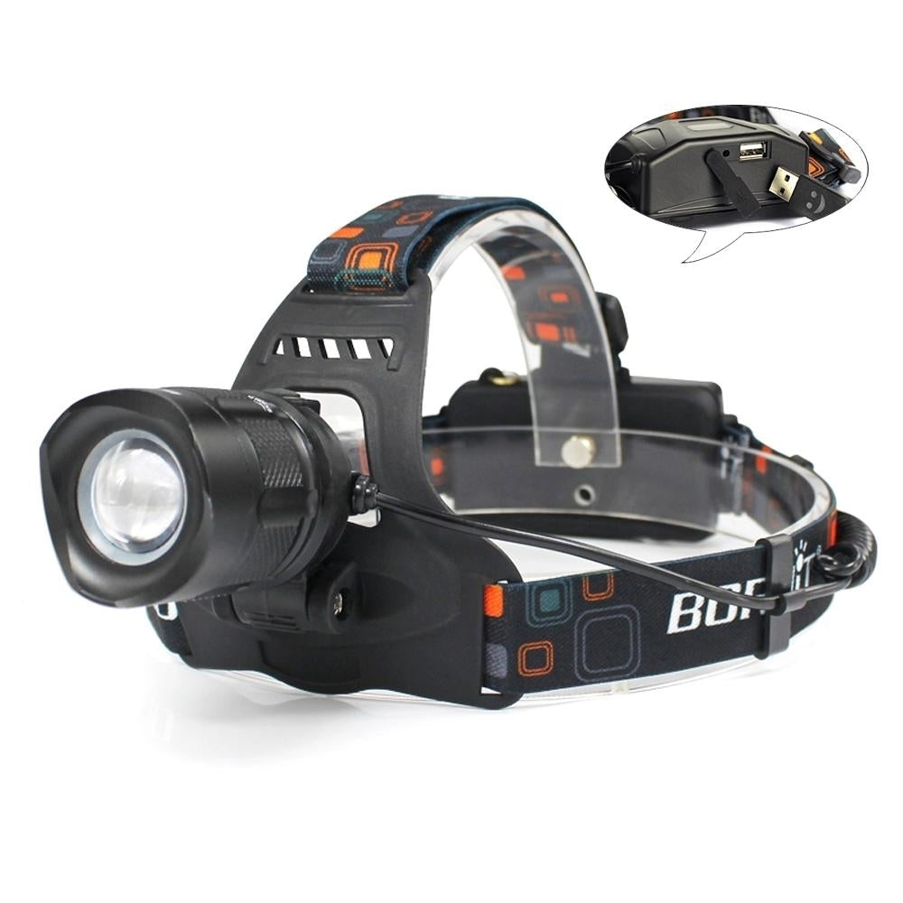 LED Headlamp High Power 5000LM XM-L2 Headlight 5-Mode Zoom Head Torch 18650 Rechargeable POWER BANK Flashlight Image 1