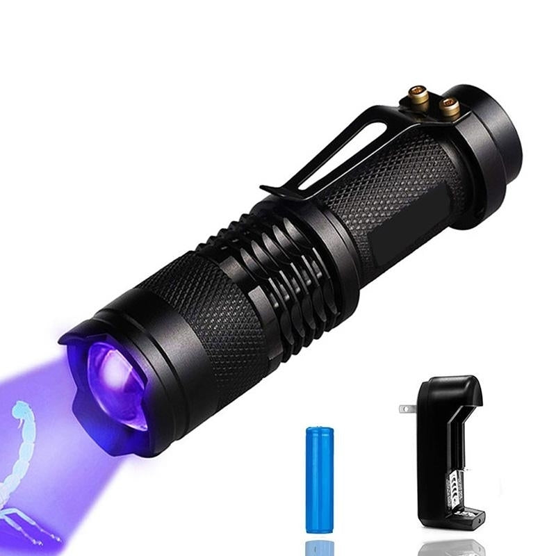 Mini Zoomable 3 Modes Scorpion 395nm UV LED Flashlight Ultraviolet Torch Image 1