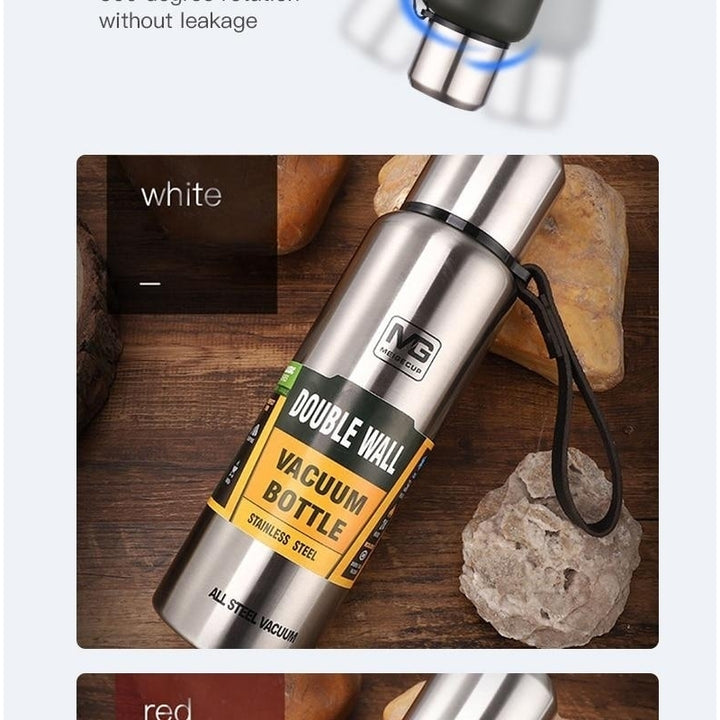 Outdoor Thermos Bottle Portable Large Capacity Insulated Cup Military Style Vacuum Flask Image 8