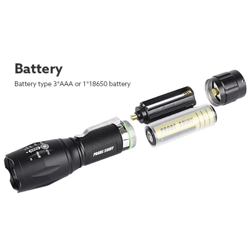 T6 LED Super Bright Adjustable Focus Flashlight Torch Zoomable 6000 Lumens Aluminum Alloy Body Image 3