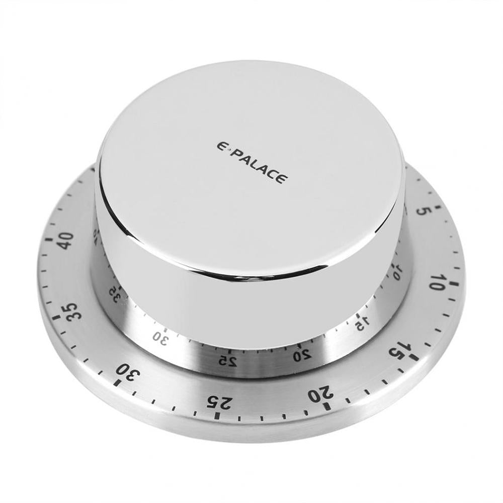 Stainless Steel Kitchen Timer With Magnetic Base Manual Mechanical Cooking Countdown Tools Gadgets (Silver) Image 1