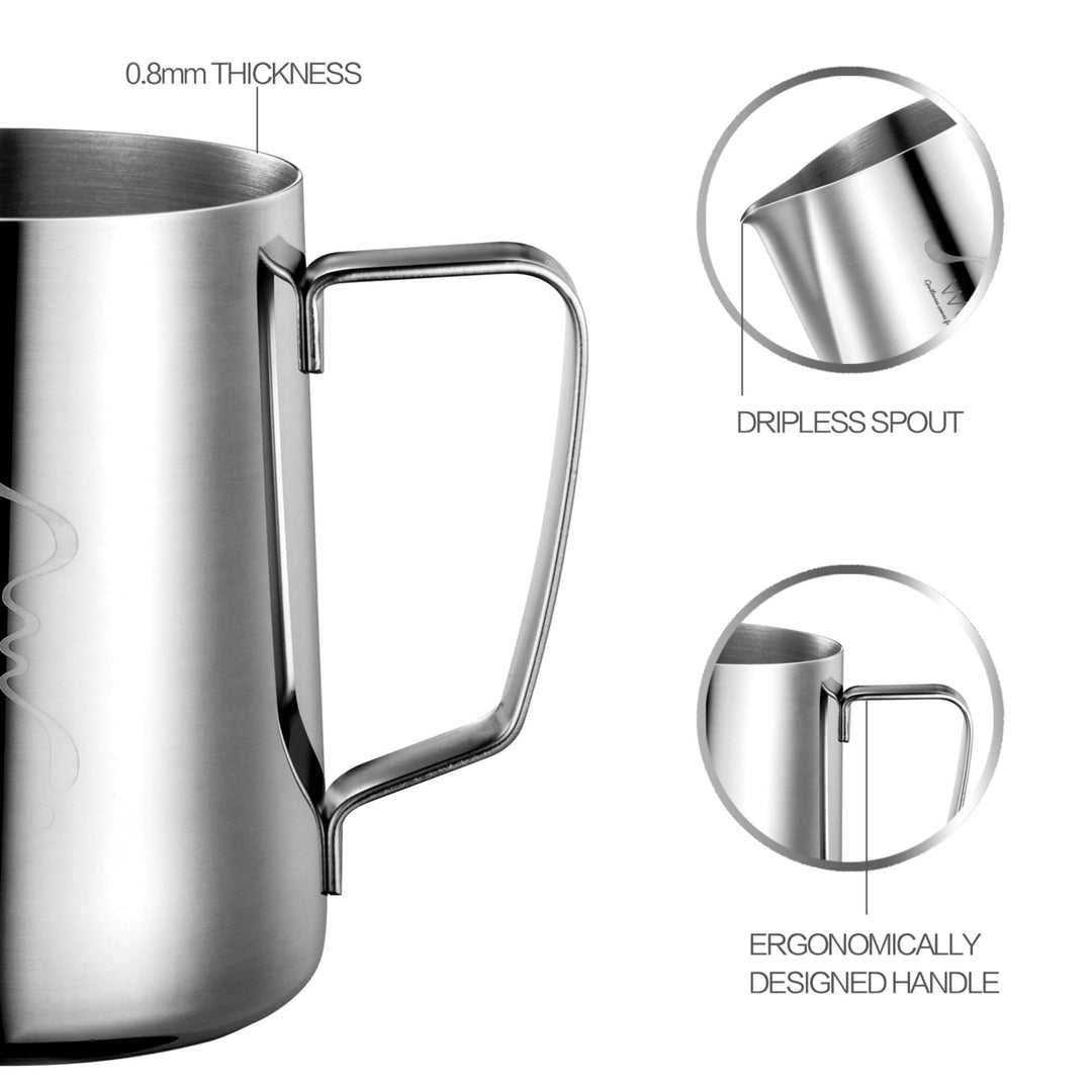 Stainless Steel Milk Frothing Pitcher Espresso Coffee Barista Craft Latte Cappuccino Cream Cup Jug Image 5