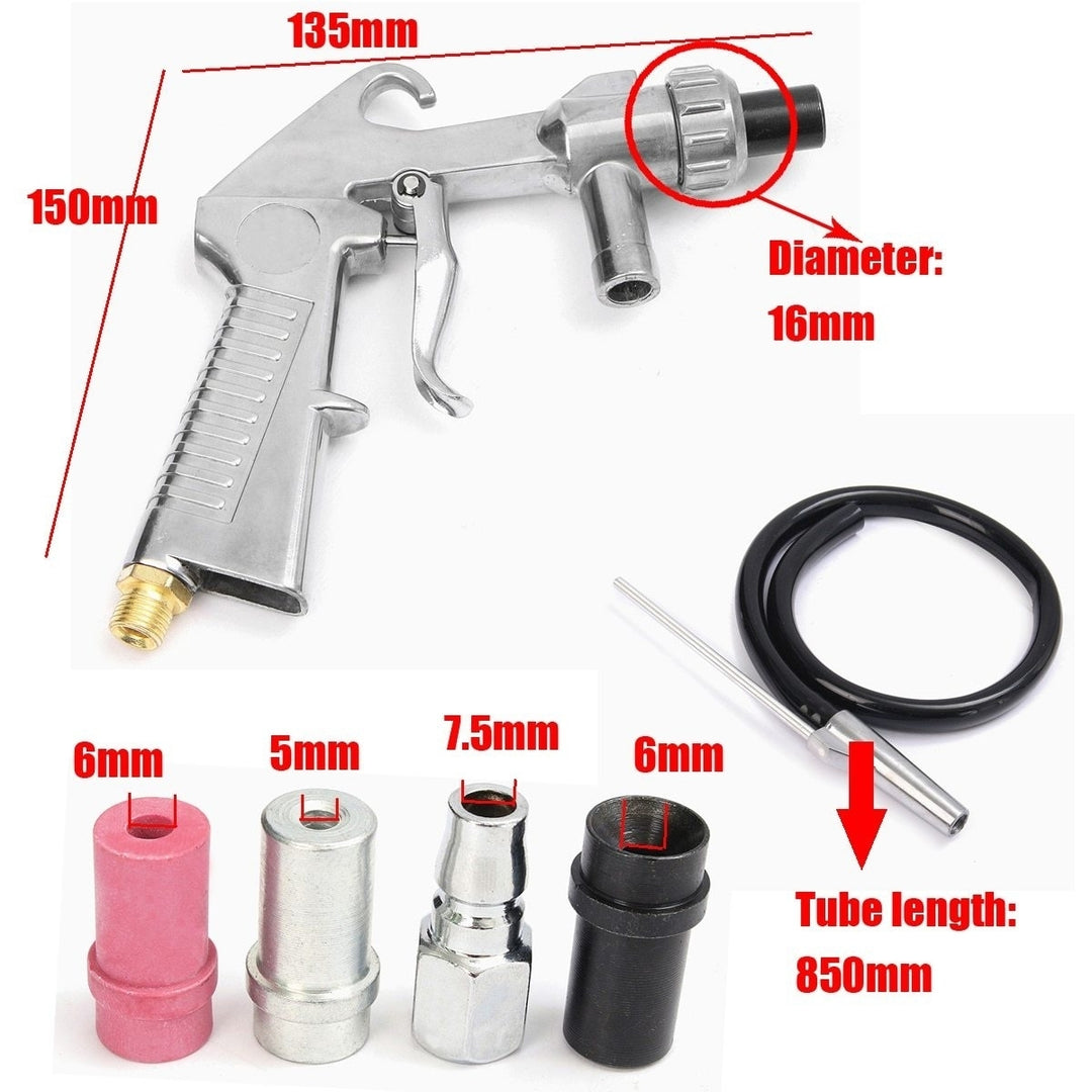 7Pcs Abrasive Air Sand Blasting Gun Kit Ceramic Nozzle Steel Suction Pipe Industrial Sandblaster Image 5