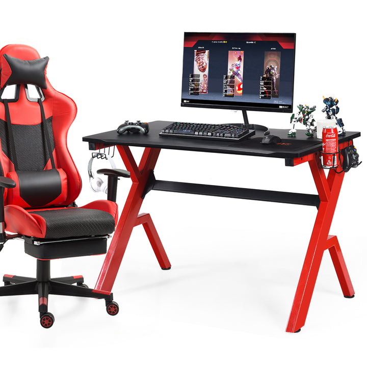 Gaming Desk Computer Desk w/Controller Headphone storage Mouse Pad and Cup Holder Image 10