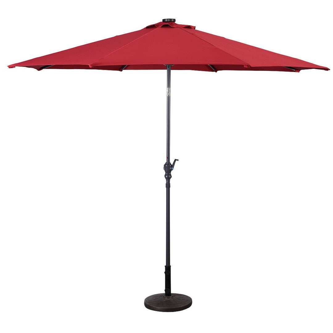 10ft Patio Solar Umbrella LED Patio Market Steel Tilt W/ Crank (Burgundy) Image 7