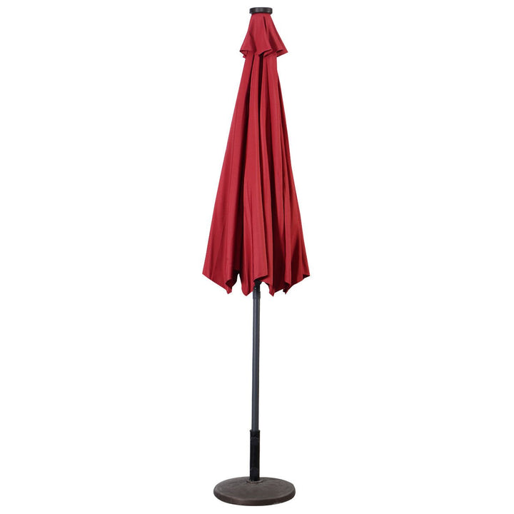 10ft Patio Solar Umbrella LED Patio Market Steel Tilt W/ Crank (Burgundy) Image 8