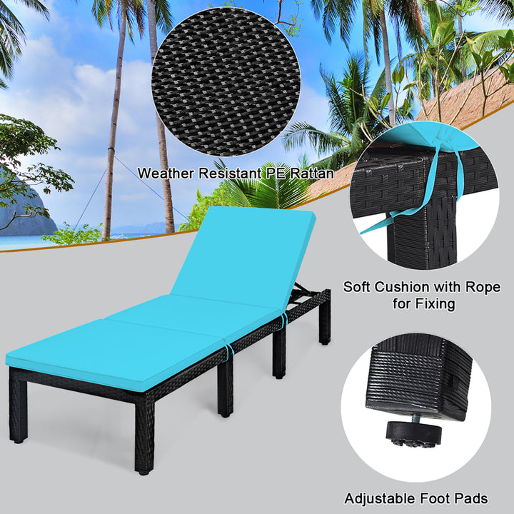 Patio Rattan Lounge Chair Height Adjustable Turquoise Image 7