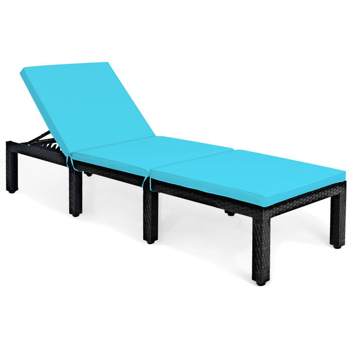 Patio Rattan Lounge Chair Height Adjustable Turquoise Image 8