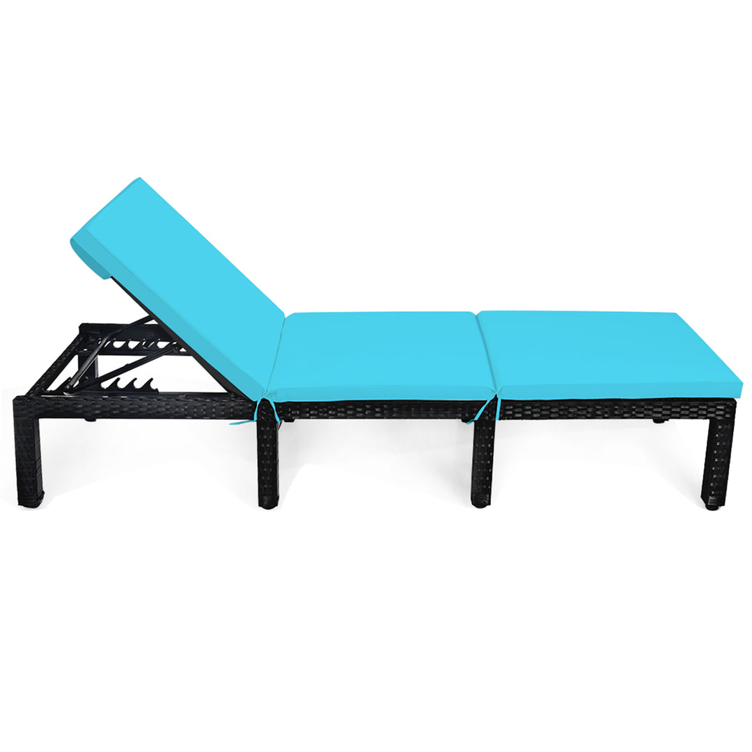 Patio Rattan Lounge Chair Height Adjustable Turquoise Image 9