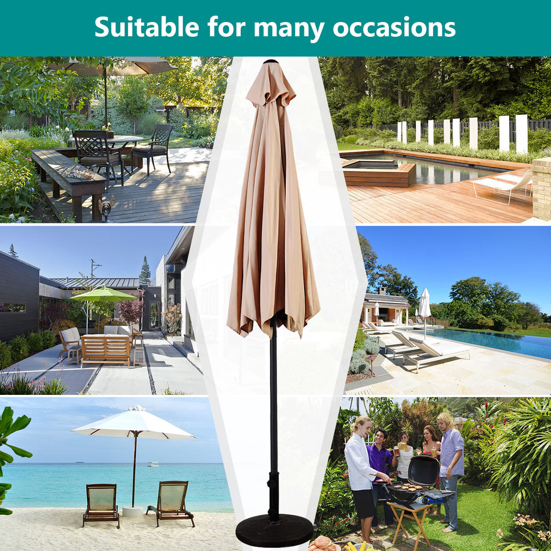 10FT Patio Umbrella 6 Ribs Market Steel Tilt W/Crank Outdoor Garden Beige Image 7