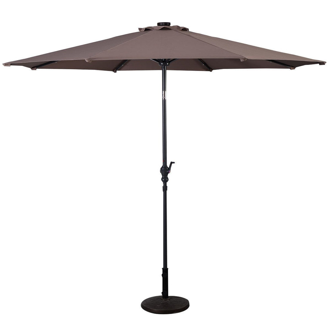 10ft Patio Solar Umbrella LED Patio Market Steel Tilt w/ Crank Outdoor (Tan) Image 6