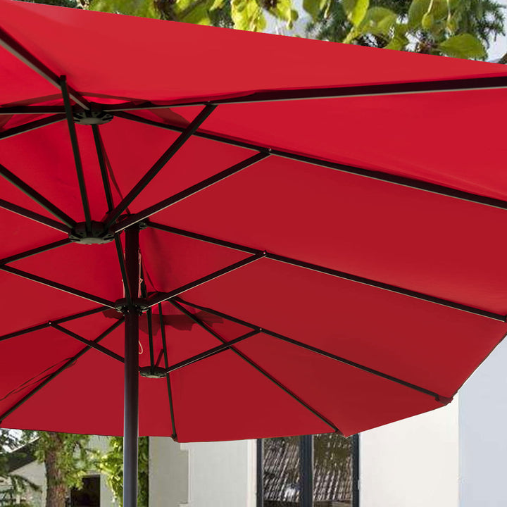 15 Market Outdoor Umbrella Double-Sided Twin Patio Umbrella with Crank Wine Image 6