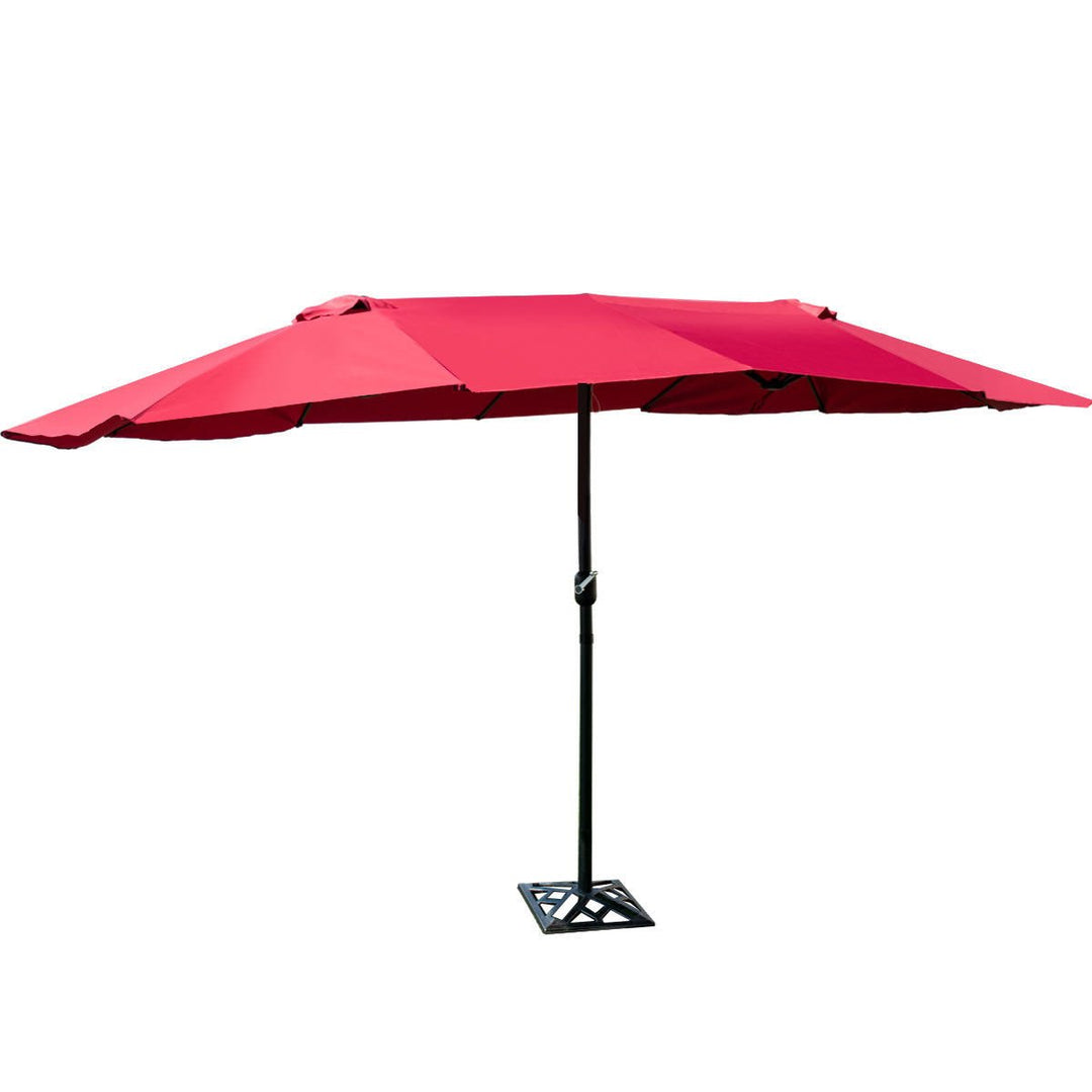 15 Market Outdoor Umbrella Double-Sided Twin Patio Umbrella with Crank Wine Image 7