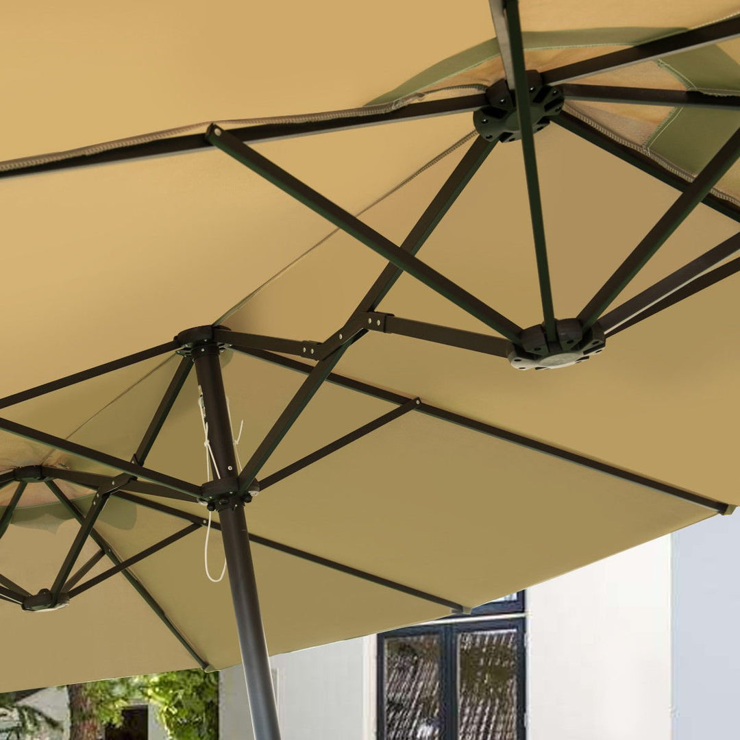 15 Market Outdoor Umbrella Double-Sided Twin Patio Umbrella with Crank beige Image 6