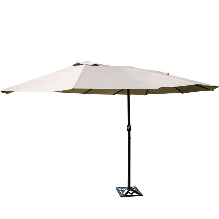 15 Market Outdoor Umbrella Double-Sided Twin Patio Umbrella with Crank beige Image 7