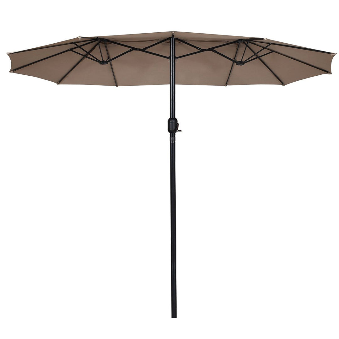 15 Market Outdoor Umbrella Double-Sided Twin Patio Umbrella with Crank Tan Image 9