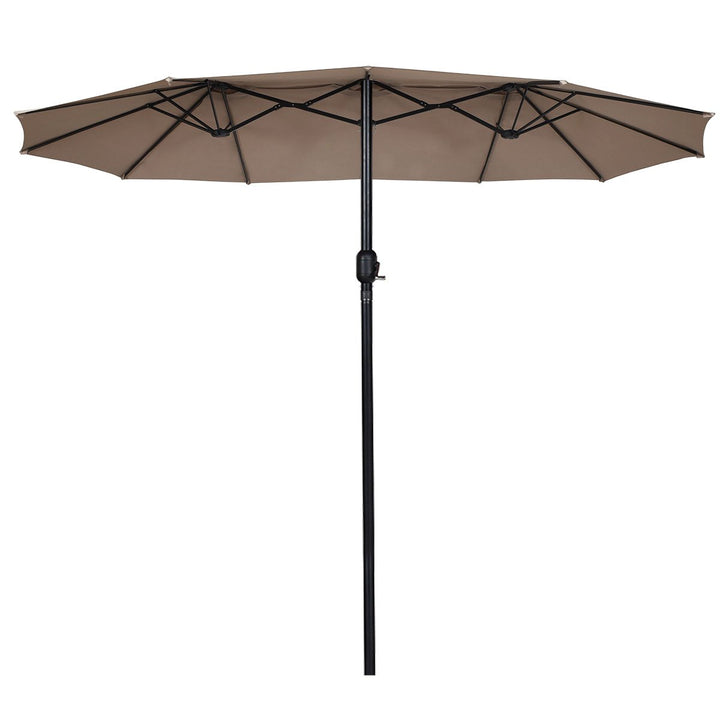 15 Market Outdoor Umbrella Double-Sided Twin Patio Umbrella with Crank Tan Image 9