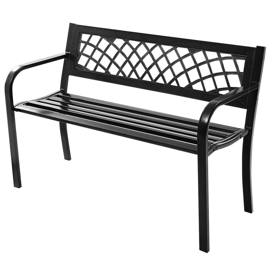 Patio Park Garden Bench Porch Path Chair Outdoor Deck Steel Frame Image 8