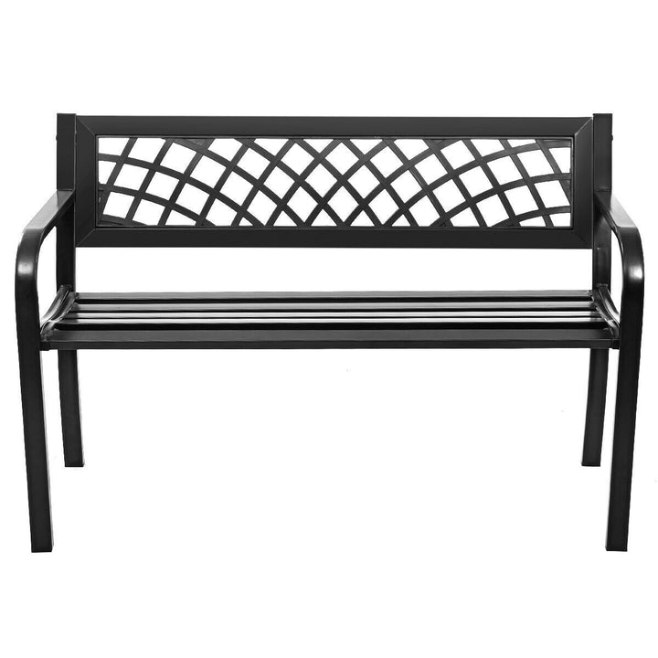 Patio Park Garden Bench Porch Path Chair Outdoor Deck Steel Frame Image 9