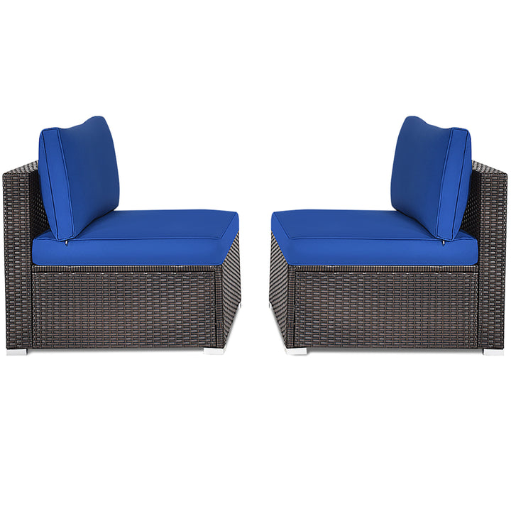 2PCS Patio Rattan Armless Sofa Sectional Furniture Image 10