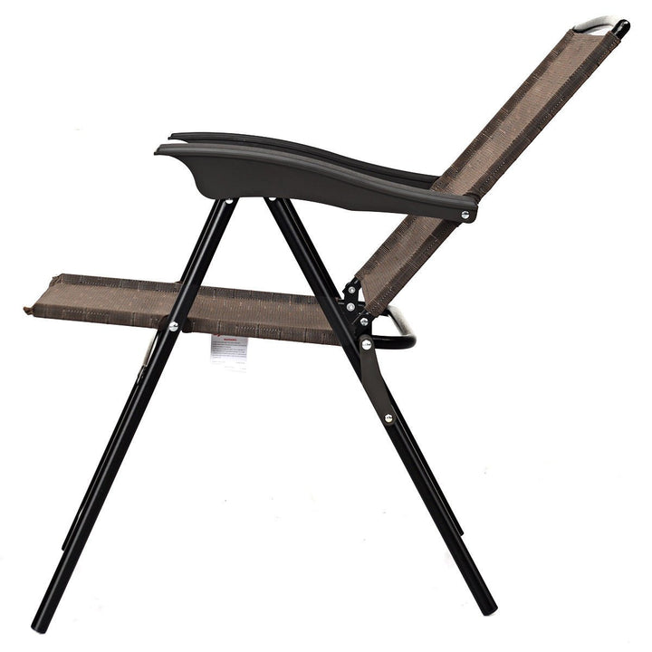 4PCS Folding Sling Chairs Steel Armrest Patio Garden Camping W/Adjustable Back Image 10