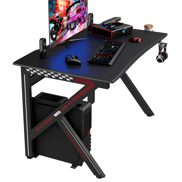 Gaming Desk Gamers Computer Table E-Sports K-Shaped W/ Cup Holder Hook Home Image 7