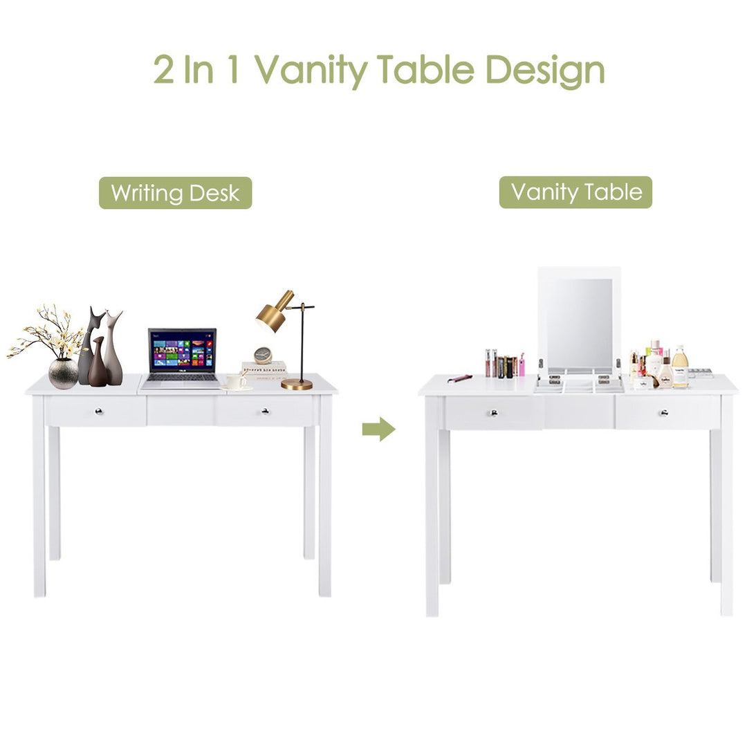 Vanity Table Dressing Table Flip Top Desk Furniture White Image 6