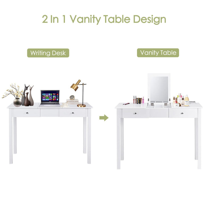 Vanity Table Dressing Table Flip Top Desk Furniture White Image 6