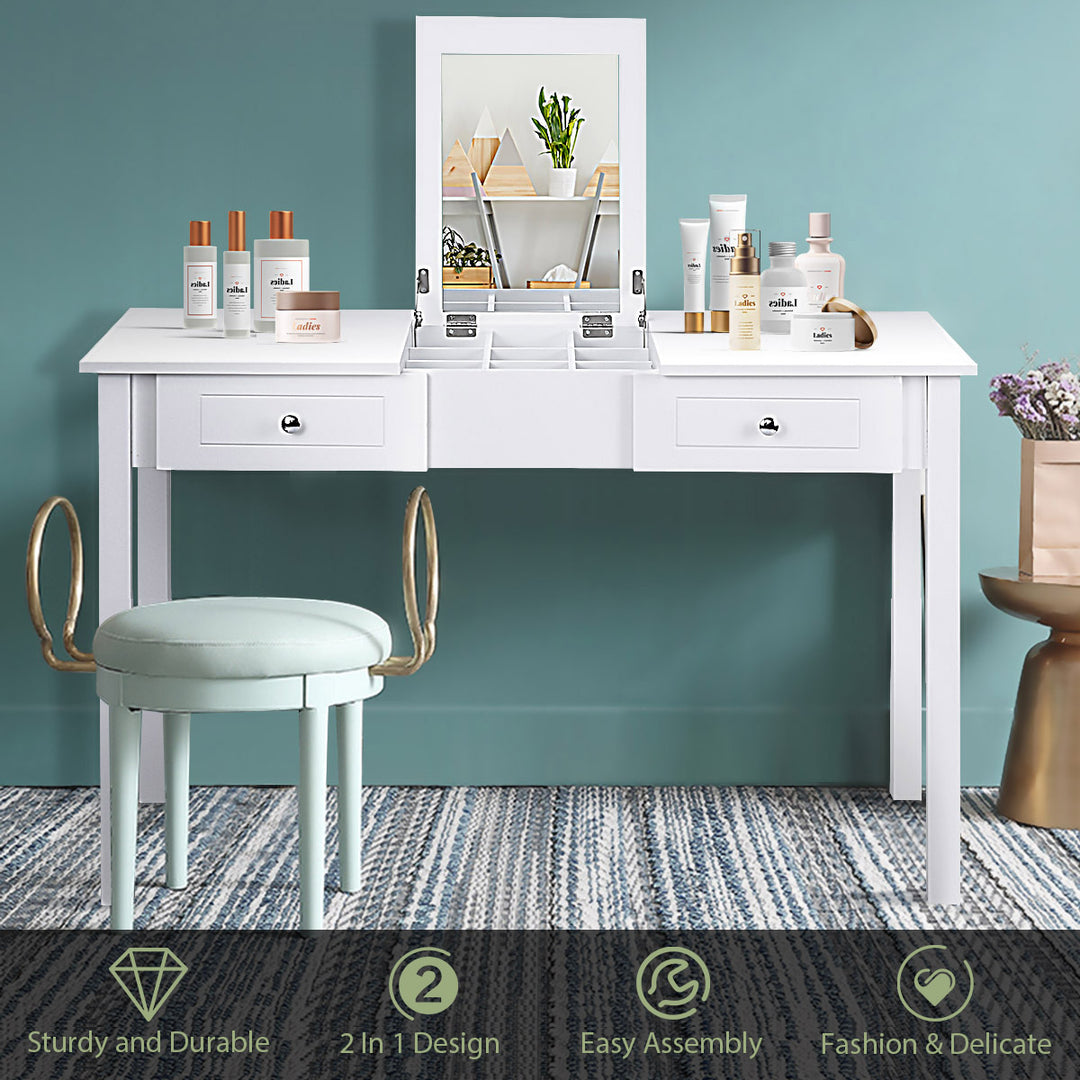 Vanity Table Dressing Table Flip Top Desk Furniture White Image 8