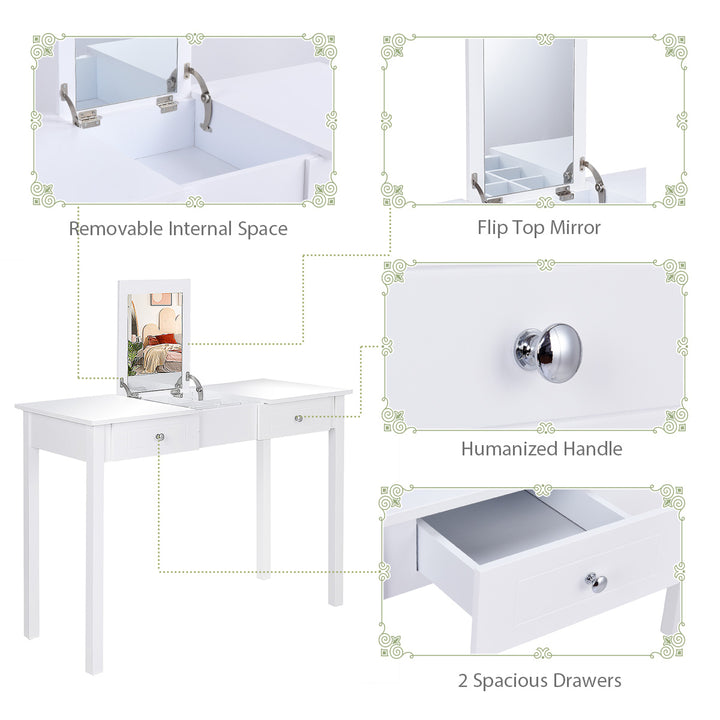 Vanity Table Dressing Table Flip Top Desk Furniture White Image 9