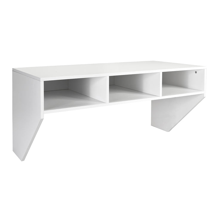 Wall Mounted Floating Computer Table Desk Home Office Furni Storage Shelf White Image 10