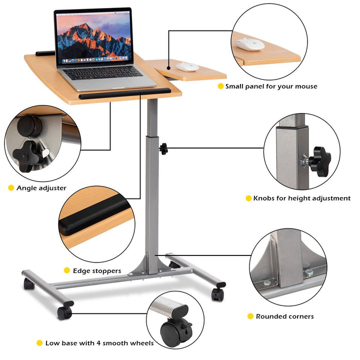 1PC Adjustable Laptop Notebook Desk Table Stand Holder Swivel Home Office Wheel Image 7